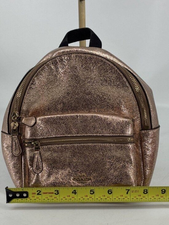 Coach Mini Charlie Backpack Rose Gold Metallic Leather F35238 - Rare main image 4